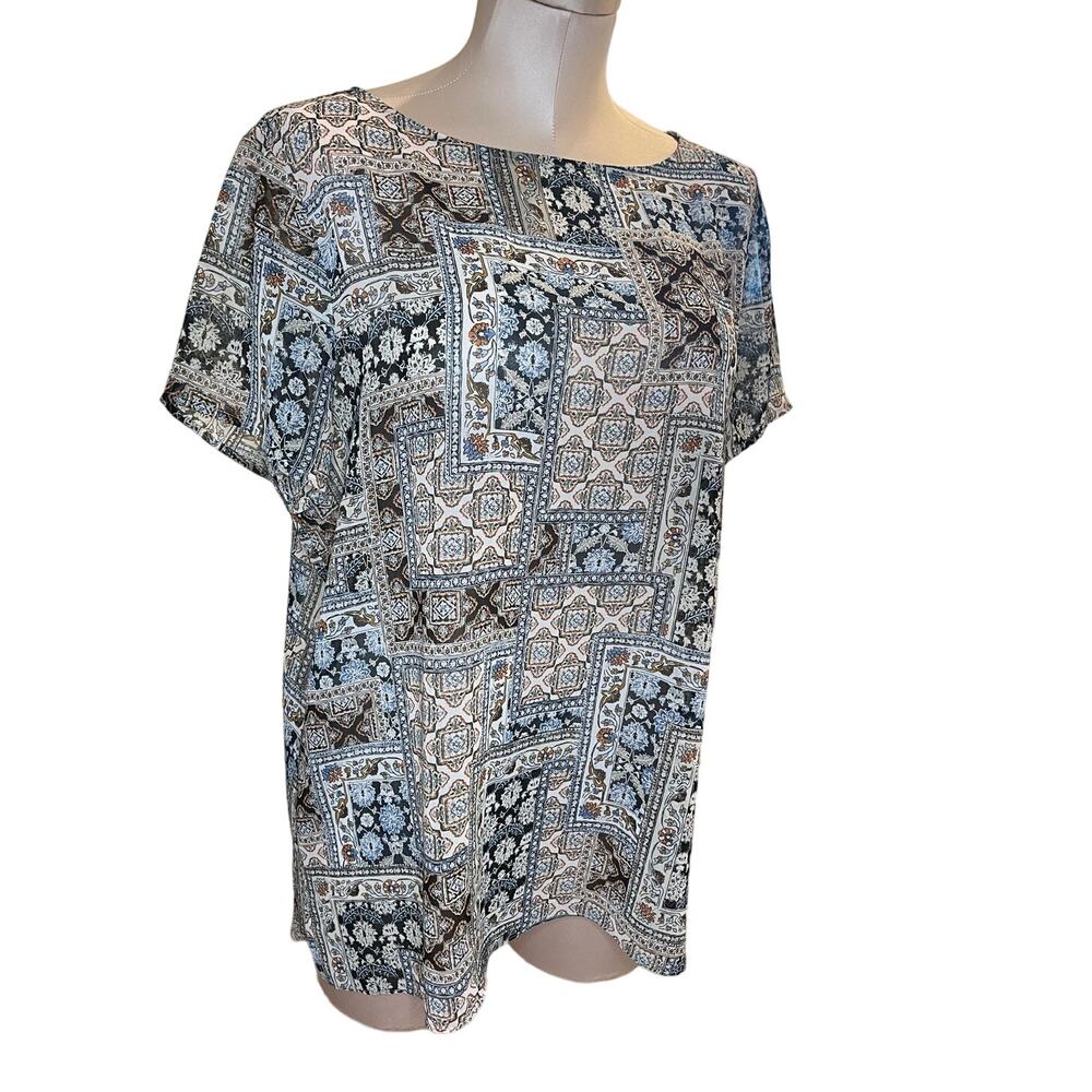 J Jill Sheer Multi Pattern Tunic Tip Size Large Patch Work Geometric